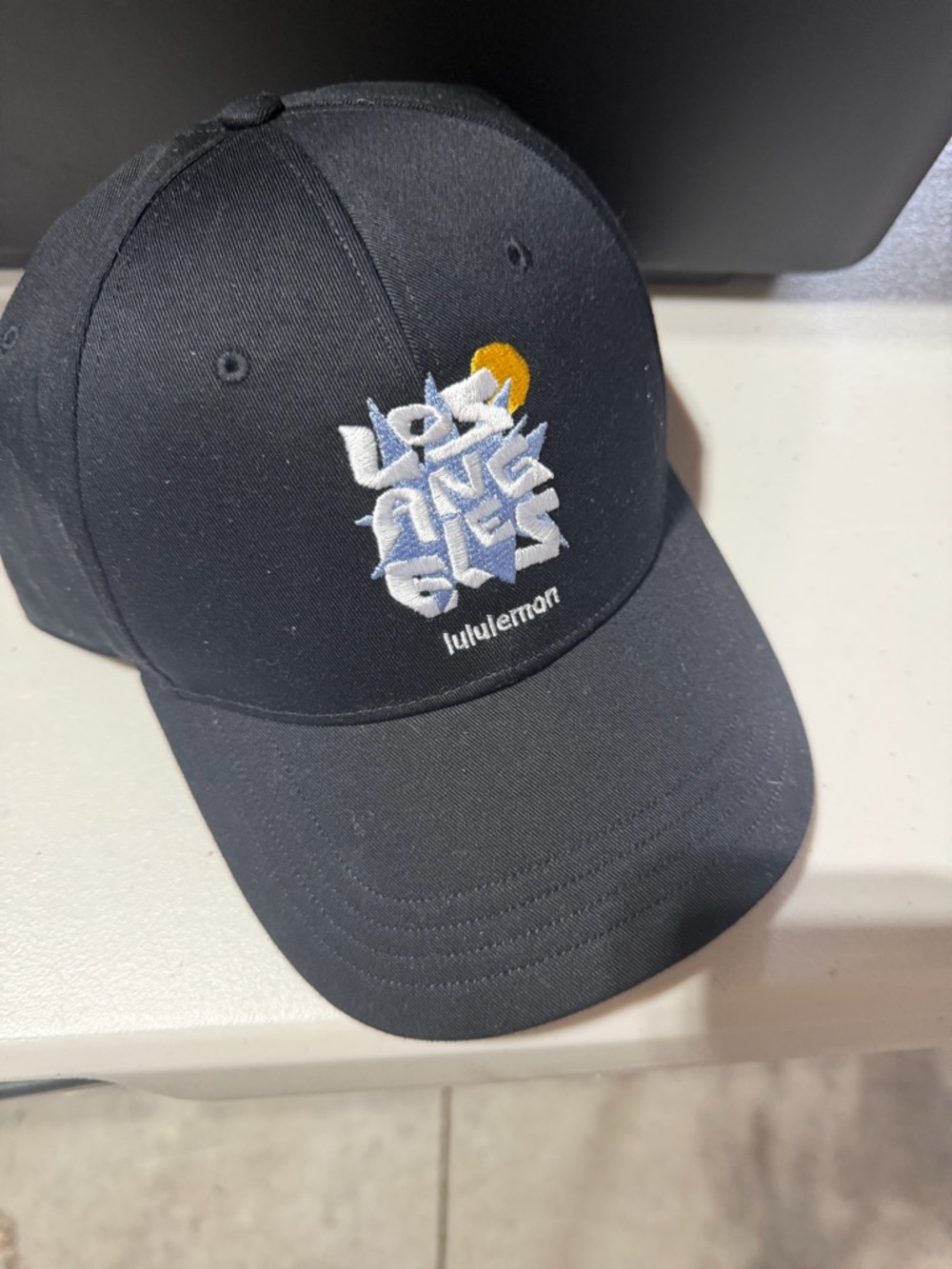 lululemon athletica Black Baseball Cap with White & Yellow Logo